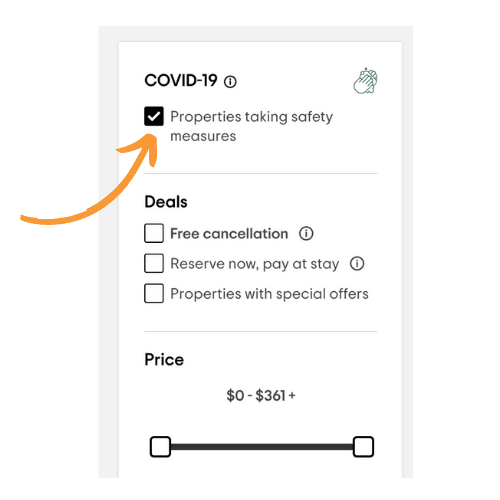 TripAdvisor Covid-19 checkbox filter