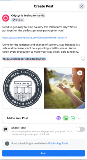 Example Facebook Post - #StayLocalSupportSmallBookDirect