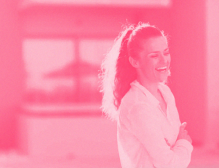 woman laughing pink color overlay
