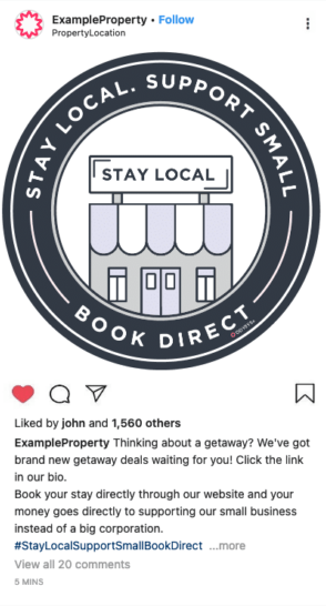 Instagram example post - #staylocalsupportsmallbookdirect